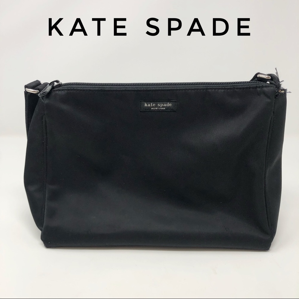 Kate Spade Small Black Canvas Shoulder Bag 10”x7”